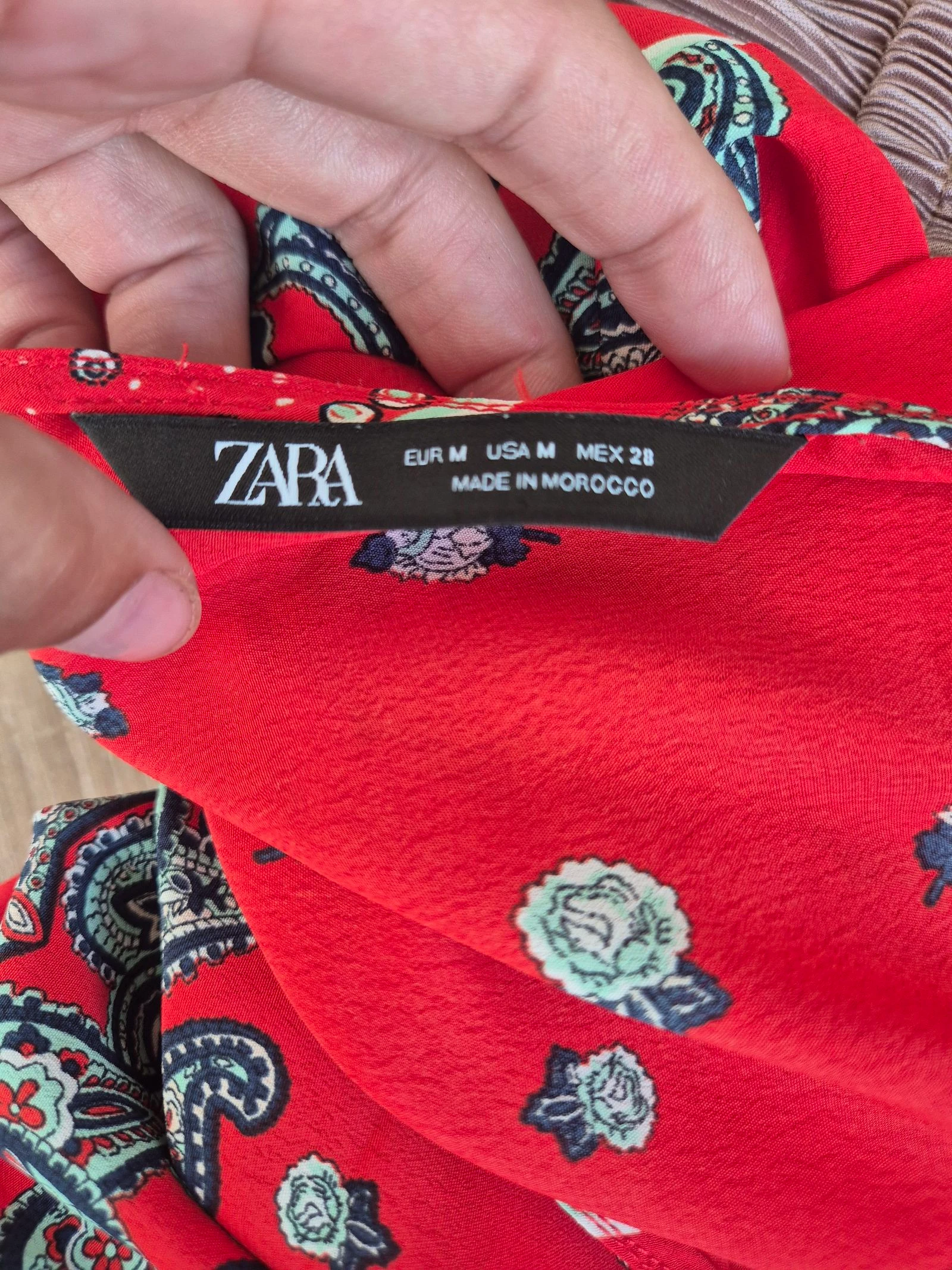 Blusa Kimono Zara Vermelha com Estampa de Cashmere Boho Fluida Tamanho M 38 – photo 9